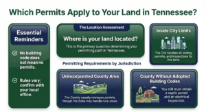Decision chart showing which permits apply to building on your own land in Tennessee